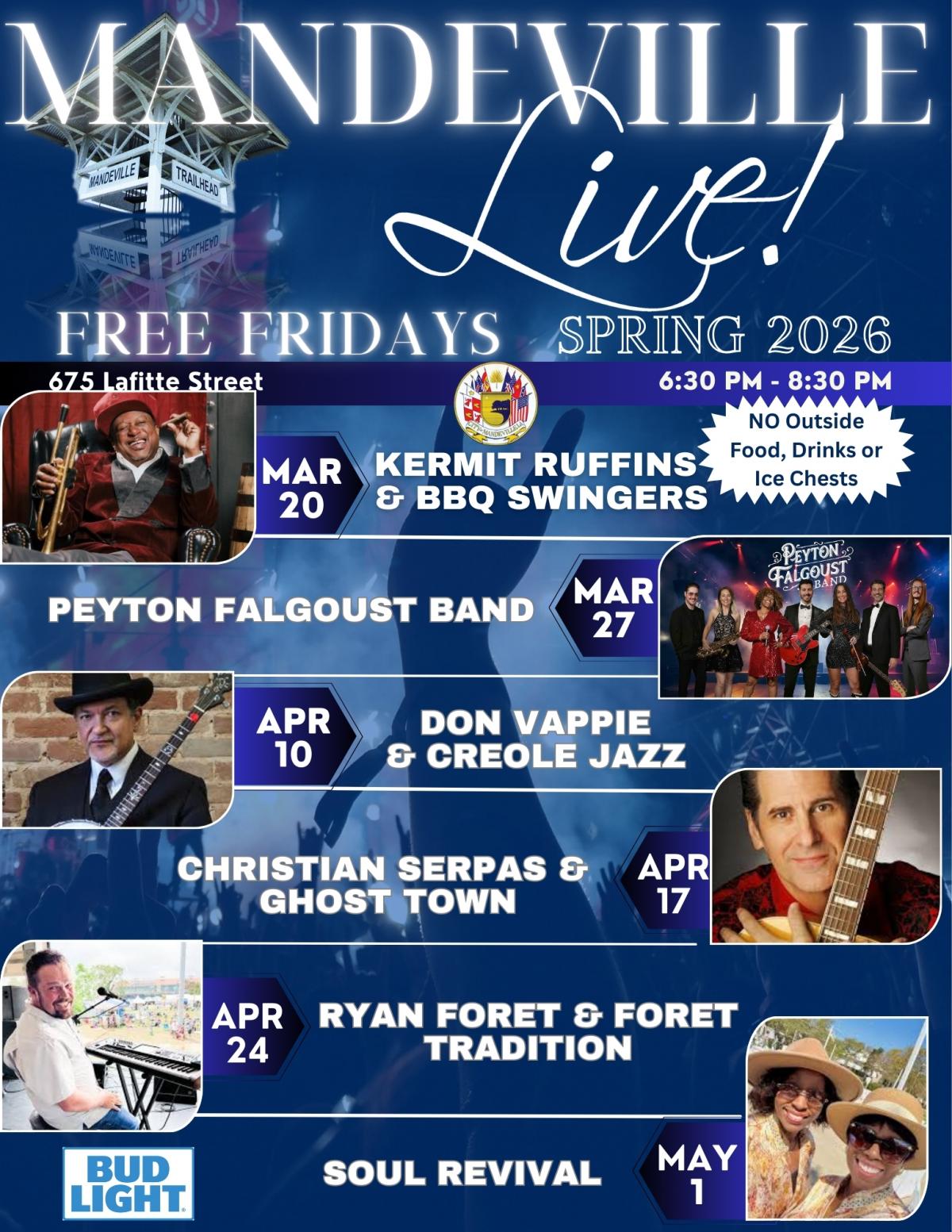 MANDEVILLE LIVE! Music By: Kermit Ruffins & BBQ Swingers